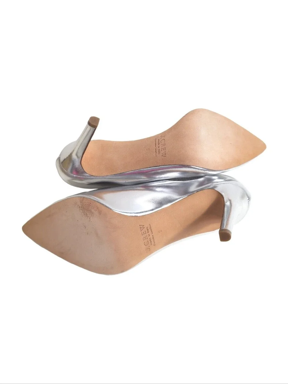 J.Crew Everly Mirror Metallic Silver Pumps Shoes Women Silver Leather Size 9 - Picture 5 of 11